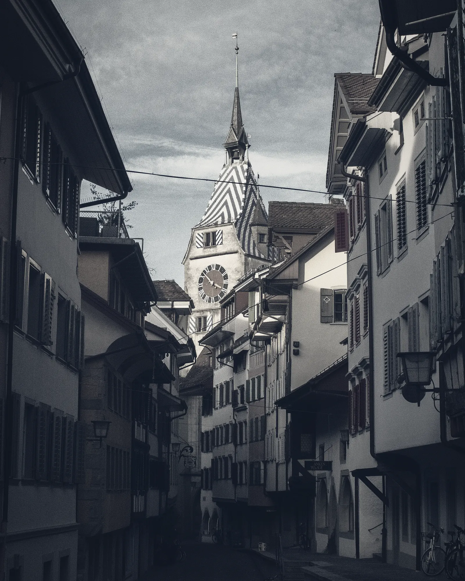 A narrow street in the old town of Zug